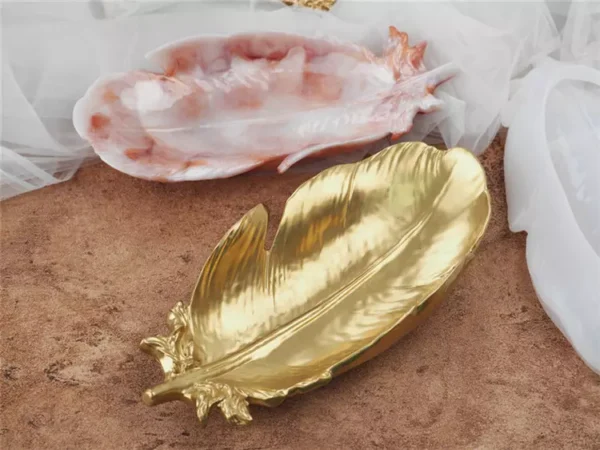 Long feather shaped dish plate silicone mold feather silicone tray mold - Image 2