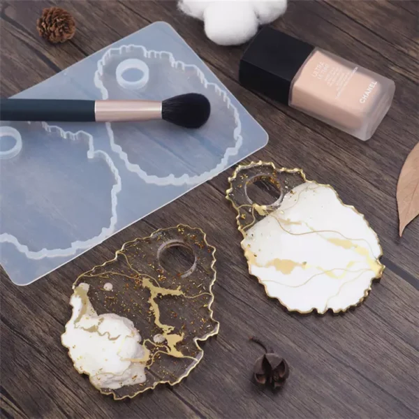 Shiny Silicone Resin Irregular Agate molds makeup Tray Coaster Molds - Image 4