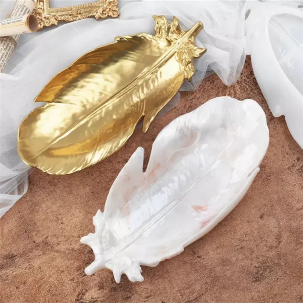 Long feather shaped dish plate silicone mold feather silicone tray mold - Image 5