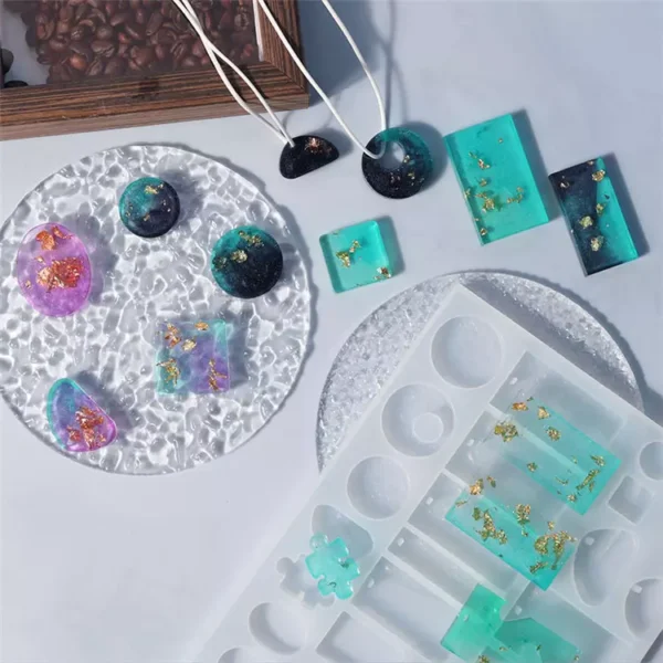 Silicone Epoxy Pendant Jewelry Earring Circle Square Rectangle Water Drop Resin Mold - Image 2