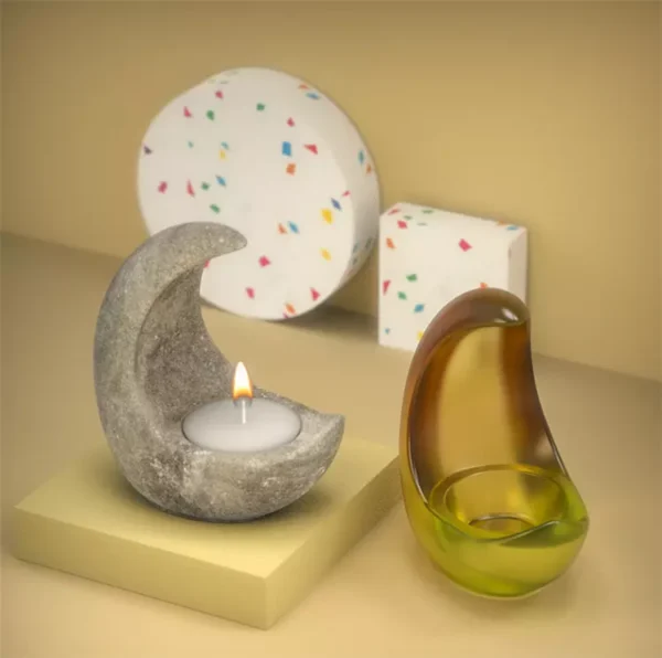 Home Decor Epoxy Moon Tealight candle Holder silicone Mold - Image 4