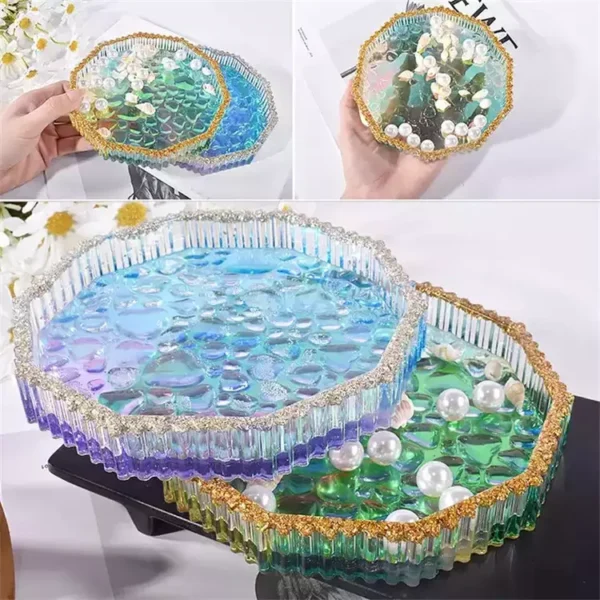 Epoxy resin tray mold diamond druzy tray mold - Image 2