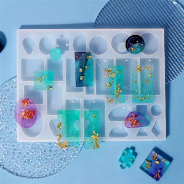 Silicone Epoxy Pendant Jewelry Earring Circle Square Rectangle Water Drop Resin Mold - Image 5