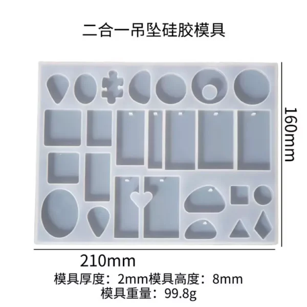 Silicone Epoxy Pendant Jewelry Earring Circle Square Rectangle Water Drop Resin Mold - Image 3