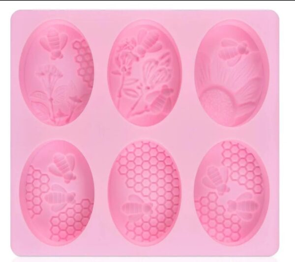 Oval Honey Bee 6 slot soap mold - Best Quality Imported Mold
