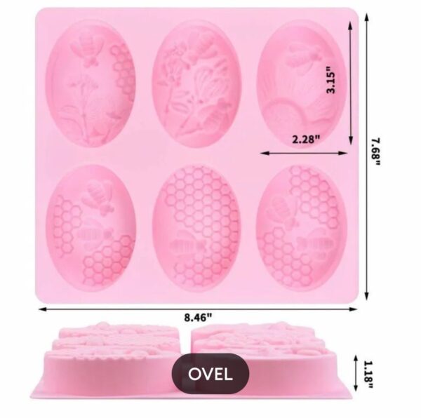 Oval Honey Bee 6 slot soap mold - Best Quality Imported Mold - Image 2