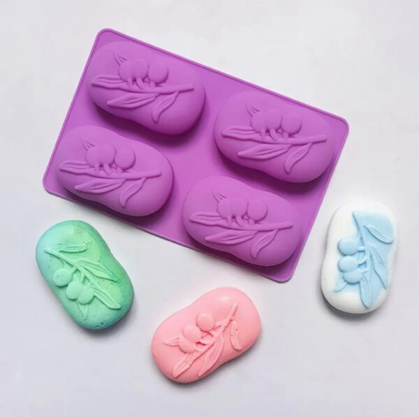 Beautiful 3D Olive 4 slot Soap Mold