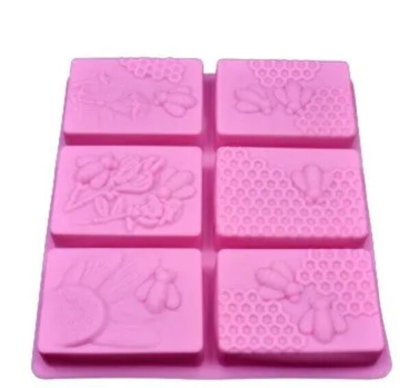 Rectangle Honey Bee 6 slot soap mold - Best Quality Imported Mold - Image 2