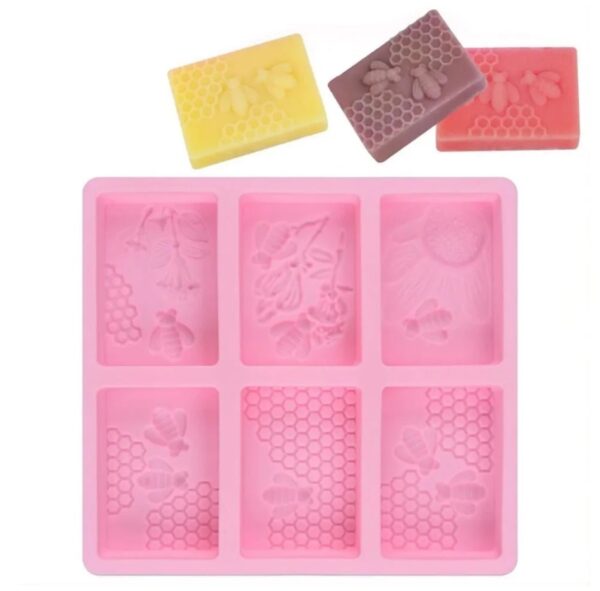 Rectangle Honey Bee 6 slot soap mold - Best Quality Imported Mold
