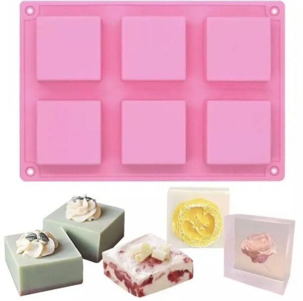 6 Slot Square Mold for Baking, Candles and Soap