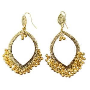 Leaf Shaped Plain Golden Jhumka Base - D1